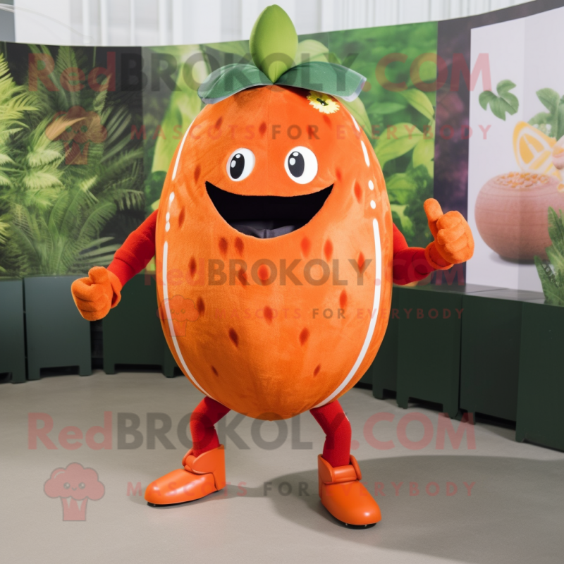 Orange Strawberry mascot costume character dressed with a Tank Top and Bracelets