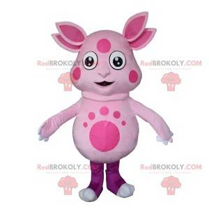 Pink alien mascot with four ears - Redbrokoly.com