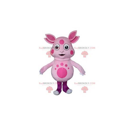 Pink alien mascot with four ears - Redbrokoly.com