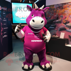 Magenta-Nashorn Maskottchen...