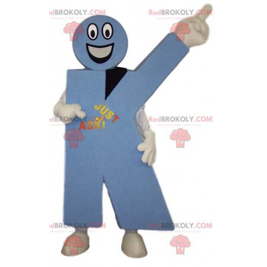 Letra de mascote K em azul. Traje da letra K - Redbrokoly.com