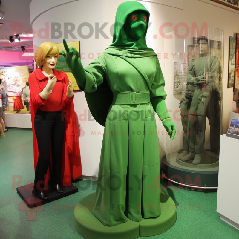 Green Gi Joe mascot costume character dressed with a A-Line Skirt and Shawls