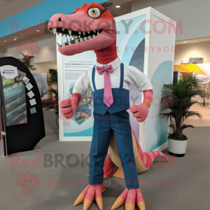 nan Spinosaurus mascot costume character dressed with a Capri Pants and Tie pins