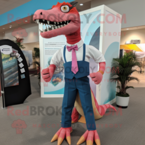 nan Spinosaurus mascot costume character dressed with a Capri Pants and Tie pins