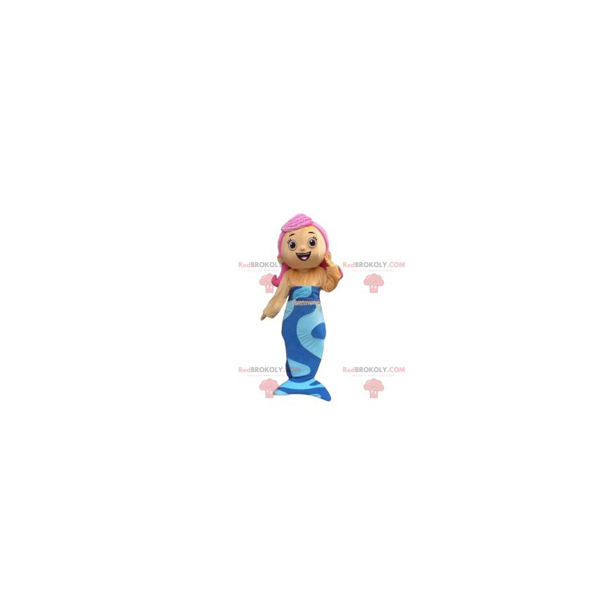 Mascotte sirena con i capelli rosa. Costume da sirena - Mascotte sirena con i capelli rosa. Costume da sirena -