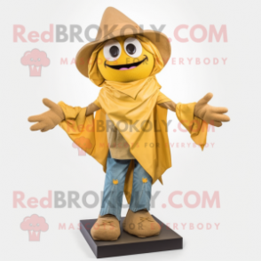 Gold Scarecrow mascot costume character dressed with a Jeggings and Shawls