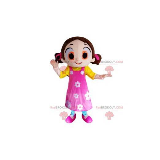 Civettuola mascotte bambina con un bel vestito rosa -