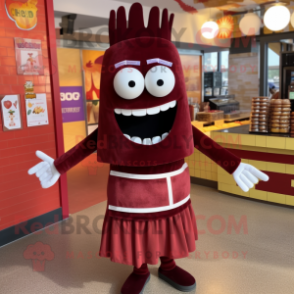 Maroon Enchiladas mascot costume character dressed with a Mini Dress and Headbands