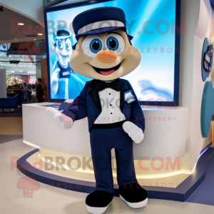 Navy Engagement Ring mascot costume character dressed with a Chinos and Bow ties