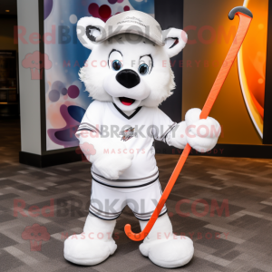 White Ice Hockey Stick mascot costume character dressed with a Blazer and Headbands