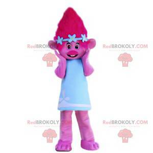 Pink elf mascot with a pretty blue dress - Redbrokoly.com