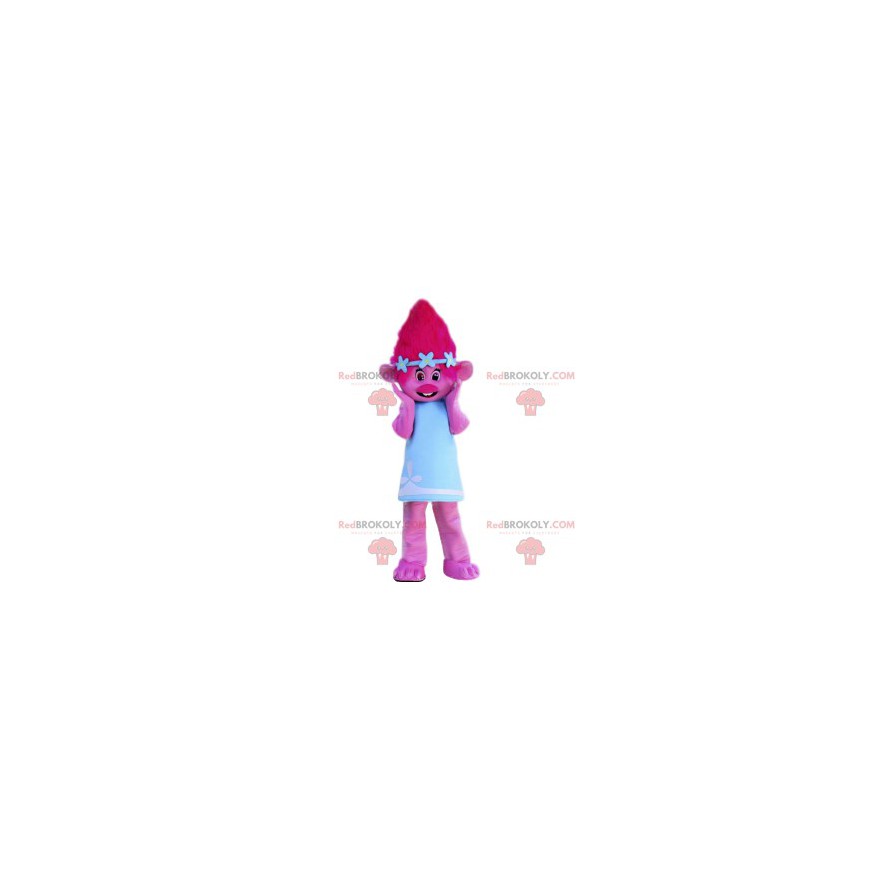 Růžový maskot elfa s pěkně modrými šaty - Redbrokoly.com