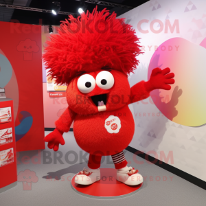 Röd hänge maskot kostym...
