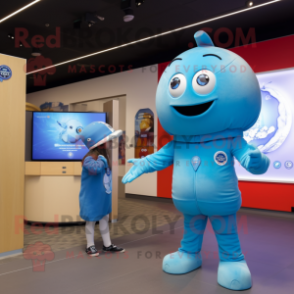 Sky Blue Alliance mascot costume character dressed with a Playsuit and Watches