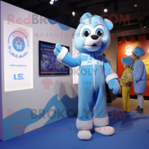 Sky Blue Alliance mascot costume character dressed with a Playsuit and Watches