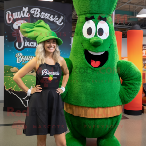 Forest Green Jambalaya mascot costume character dressed with a Bikini and Beanies