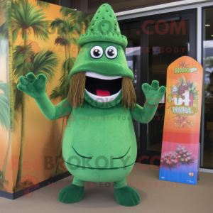 Forest Green Jambalaya mascot costume character dressed with a Bikini and Beanies