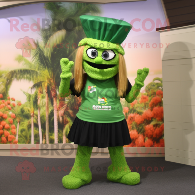 Forest Green Jambalaya mascot costume character dressed with a Bikini and Beanies Forest Green Jambalaya mascot costume character dressed with a Bikini and Beanies