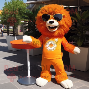 Orange Lion maskot kostym...