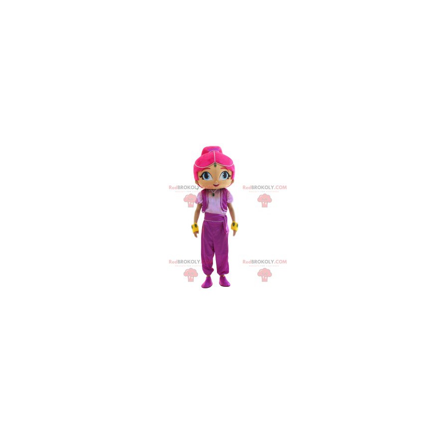 Mascote oriental com seu lindo cabelo rosa - Redbrokoly.com