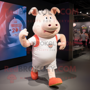 Cream Pig mascotte kostuum...