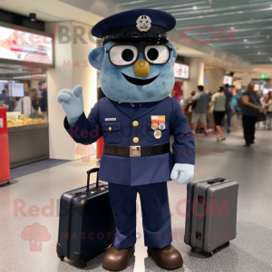 Navy Navy Soldier mascot costume character dressed with a Chambray Shirt and Briefcases