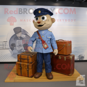 Navy Navy Soldier mascot costume character dressed with a Chambray Shirt and Briefcases