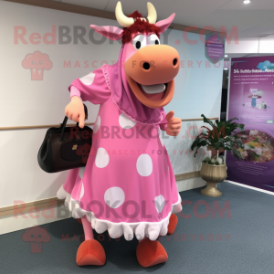 Pink Guernsey Cow maskot...