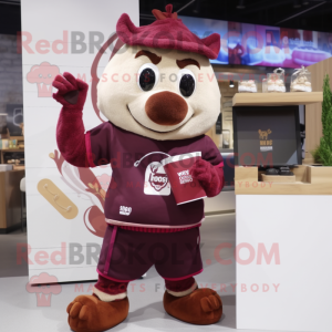 Maroon Steak maskot kostume...