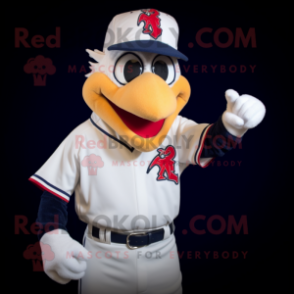 Navy Rooster mascot costume character dressed with a Baseball Tee and Headbands