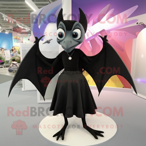 Black Pterodactyl mascot costume character dressed with a Pencil Skirt and Anklets