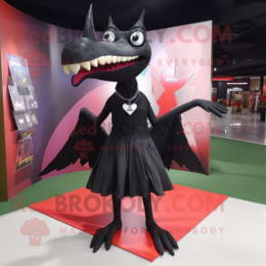 Black Pterodactyl mascot costume character dressed with a Pencil Skirt and Anklets