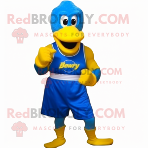 Blue Hens mascot costume character dressed with a Tank Top and Gloves