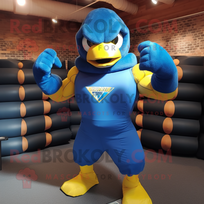 Blue Hens mascot costume character dressed with a Tank Top and Gloves