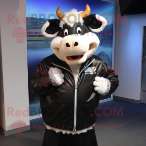 Svart Hereford Cow maskot...