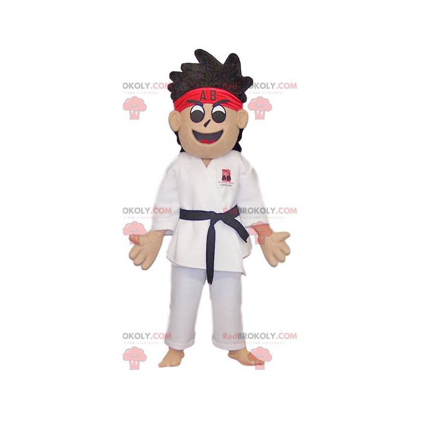 Karateka-Maskottchen mit schwarzem Gürtel - Redbrokoly.com