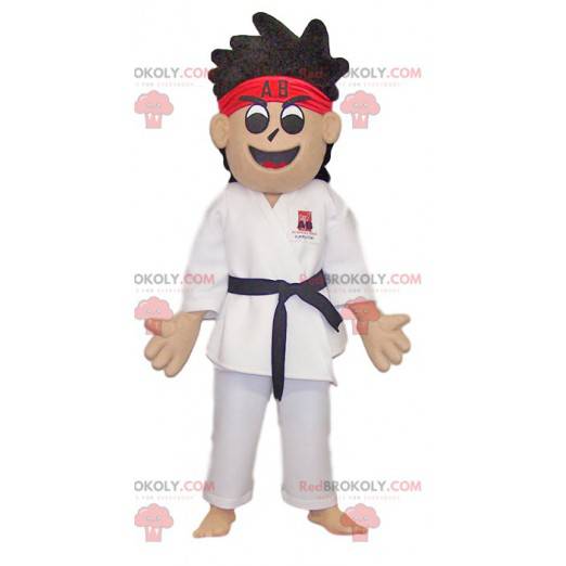 Karateka-Maskottchen mit schwarzem Gürtel - Redbrokoly.com