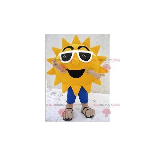 Mascote do sol com óculos de sol brancos - Redbrokoly.com