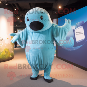 nan Stellar'S Sea Cow mascot costume character dressed with a Cover-up and Clutch bags