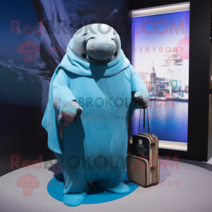 nan Stellar'S Sea Cow mascot costume character dressed with a Cover-up and Clutch bags