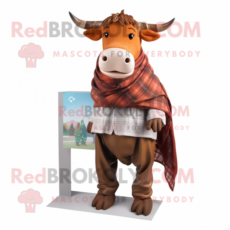 Rust Zebu mascot costume character dressed with a Shorts and Scarves Rust Zebu mascot costume character dressed with a Shorts and Scarves