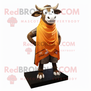 Rust Zebu mascot costume character dressed with a Shorts and Scarves