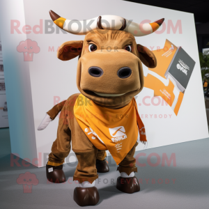 Rust Zebu mascot costume character dressed with a Shorts and Scarves