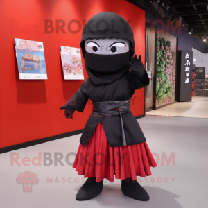nan Ninja mascot costume character dressed with a Pleated Skirt and Messenger bags