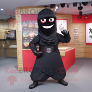 nan Ninja mascot costume character dressed with a Pleated Skirt and Messenger bags