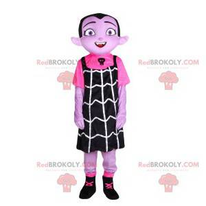 Mascotte de petite fille vampire avec une robe noire -