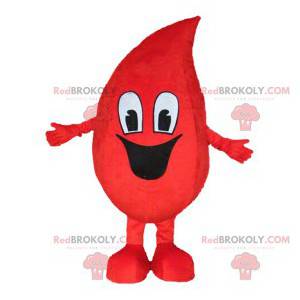 Mascotte sorridente della goccia di sangue. Costume da goccia