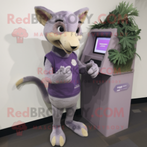 Lavender Thylacosmilus mascot costume character dressed with a Leggings and Wallets