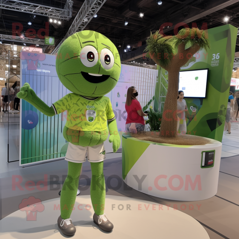 Olive Volleyball Net mascot costume character dressed with a Playsuit and Smartwatches Olive Volleyball Net mascot costume character dressed with a Playsuit and Smartwatches