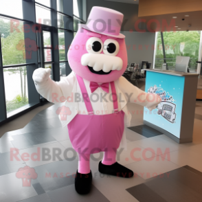 Pink Ice mascot costume character dressed with a Dress Shirt and Bow ties